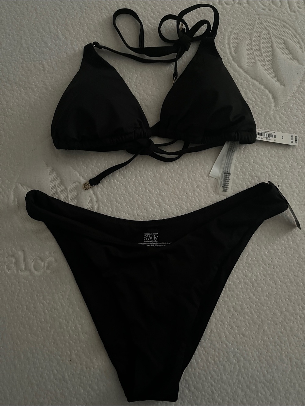 Victoria's Secret Black Triangle Tie Bikini Set